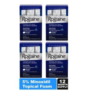 1 YEAR Supply of Rogaine Foam Unscented Minoxidil (4 PACKS OF 3 MONTHS)
